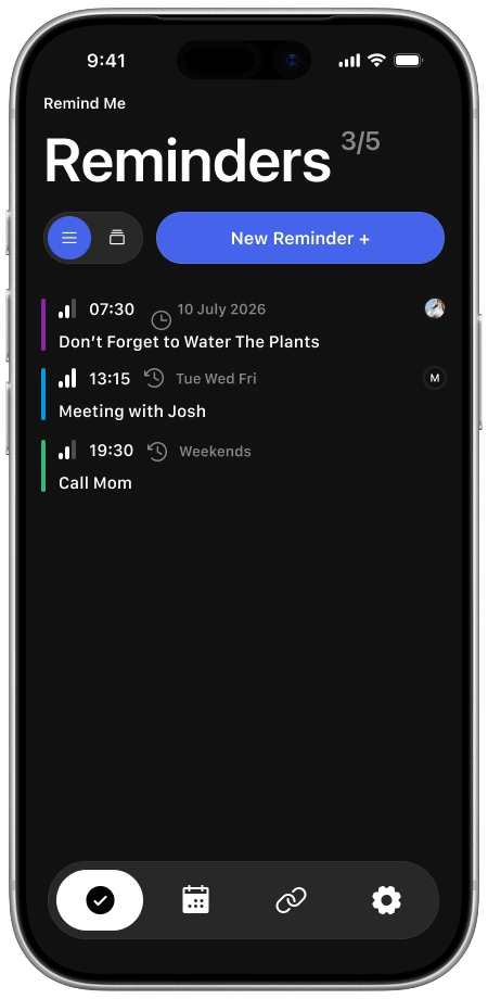 RemindNow compact view